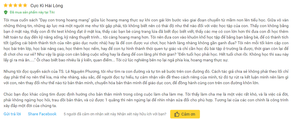 Review sách Dạy con trong hoang mang trên Tiki